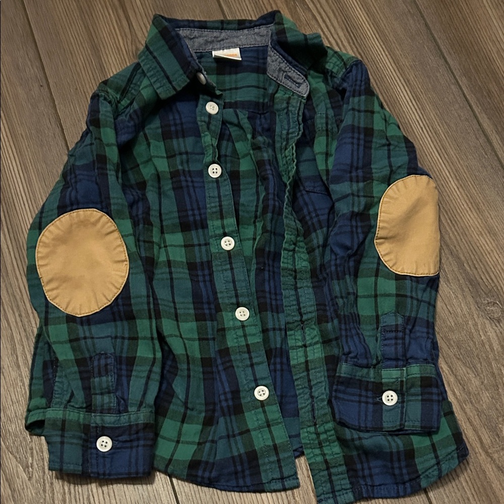 Gymboree Green and Blue Plaid Button Down Shirt